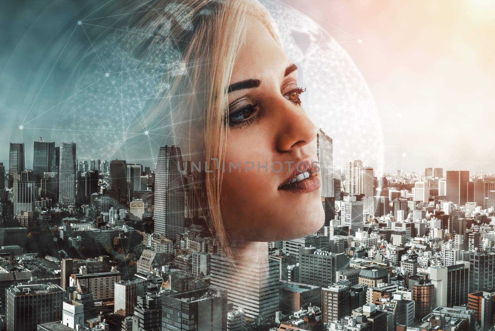 Double Exposure Future Business Technology uds by biancoblue