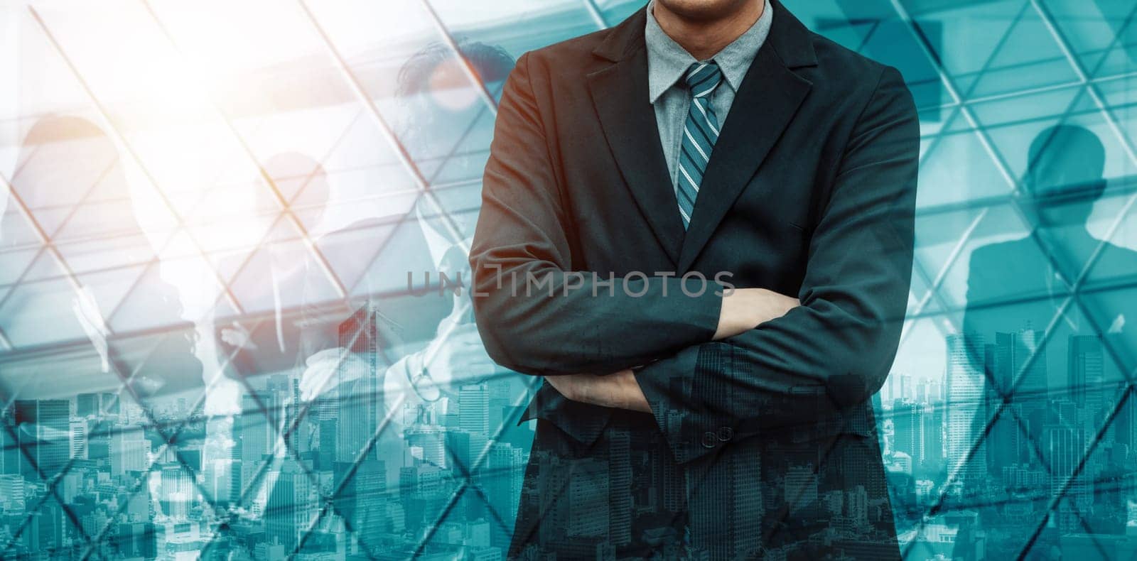 Double Exposure Image of Success Business People uds by biancoblue