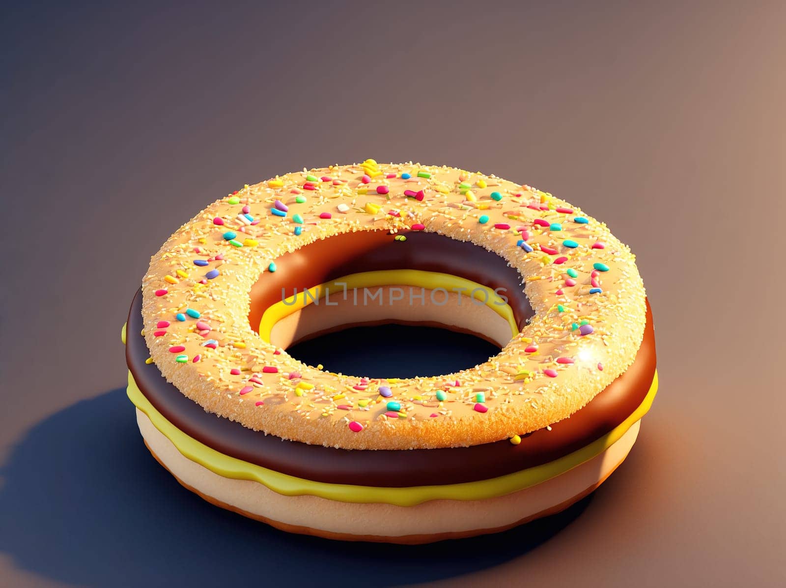 The image is a donut with sprinkles on it.
