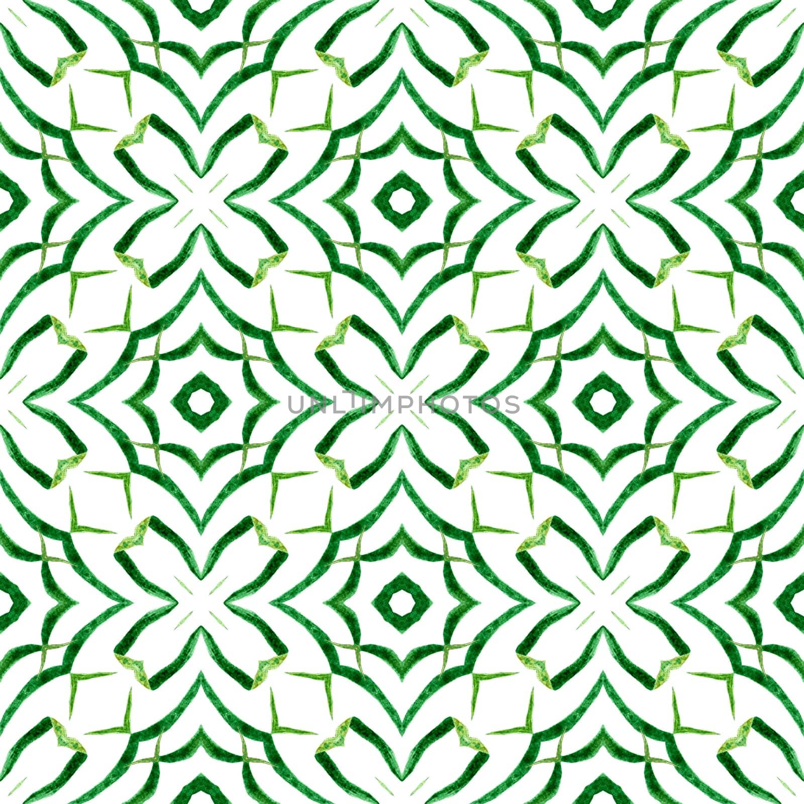 Medallion seamless pattern. Green indelible boho by beginagain