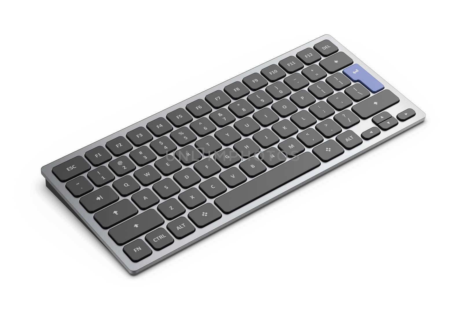 Modern wireless keyboard on a white background