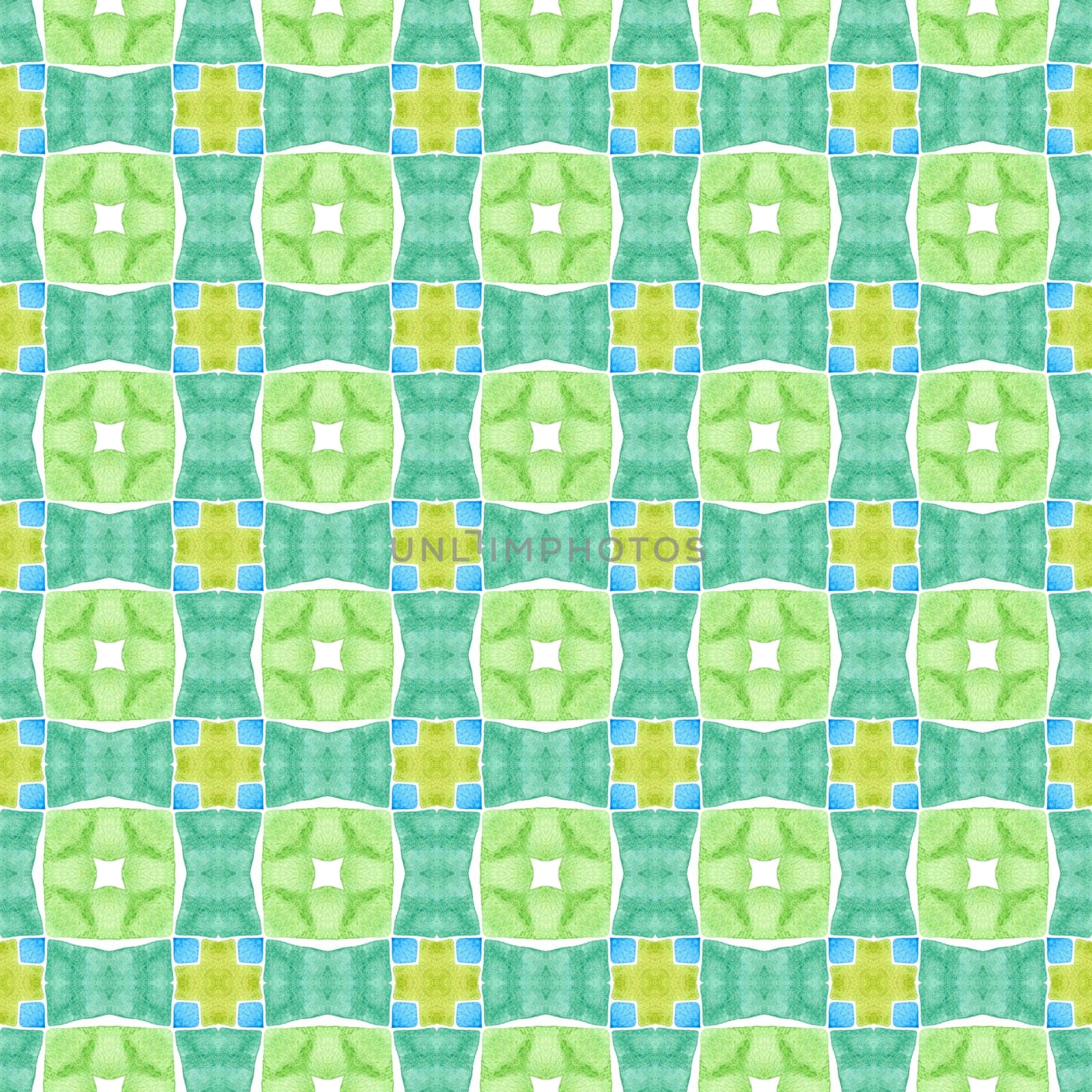Green geometric chevron watercolor border. Green remarkable boho chic summer design. Chevron watercolor pattern. Textile ready fancy print, swimwear fabric, wallpaper, wrapping.