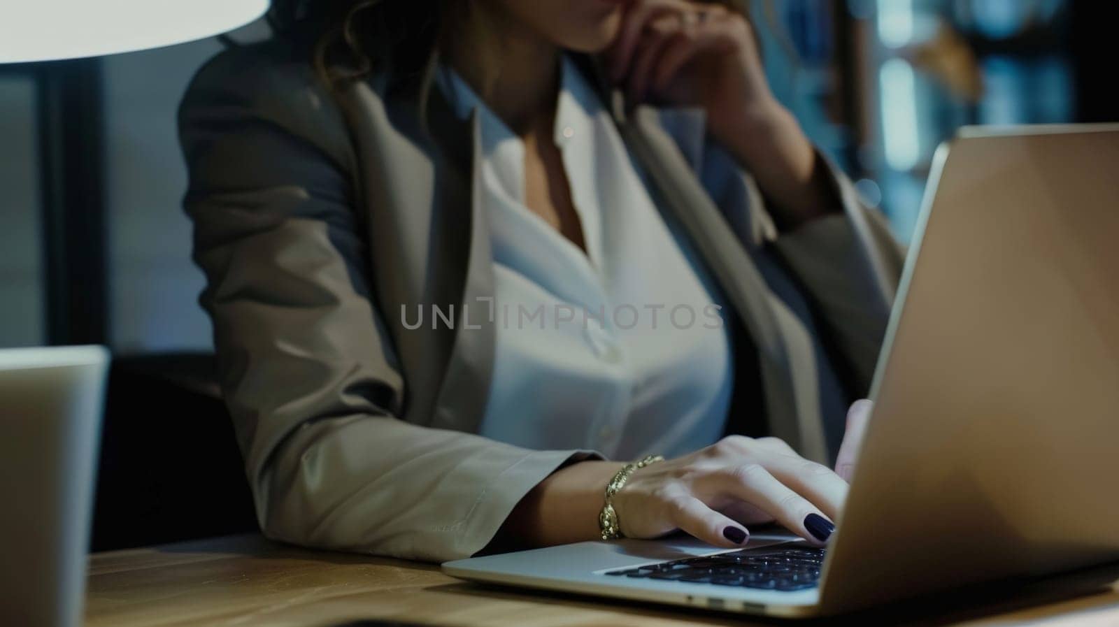 Close up of business woman hands working, typing on keyboard laptop computer keyboard.
