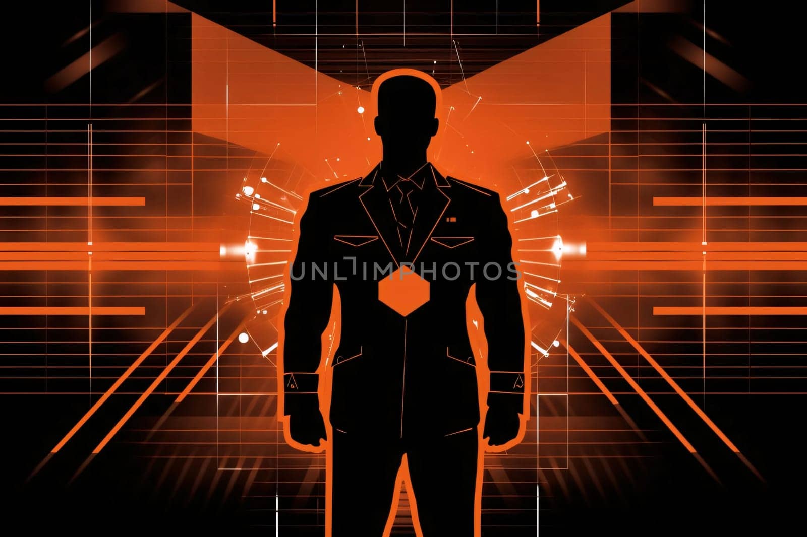 Banner: Businessman in suit on abstract background. Vector illustration. Eps 10