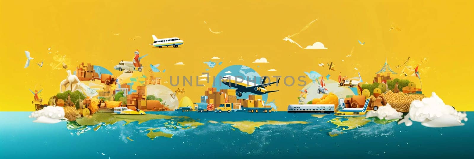 Banner: Travel around the world concept. Vector illustration. Elements of this image furnished by NASA