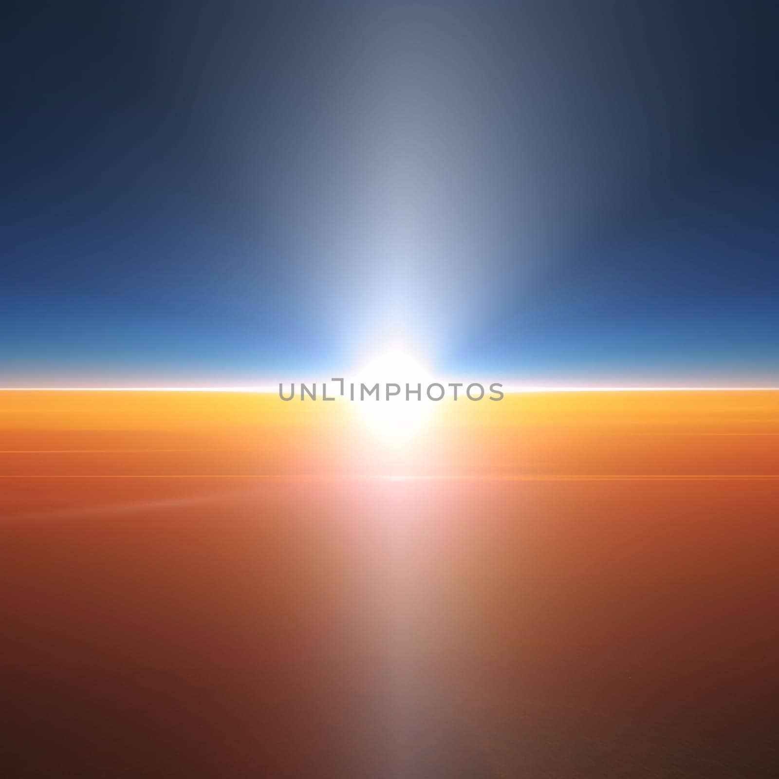 Banner: sunset over the sea, 3d render. Computer generated image