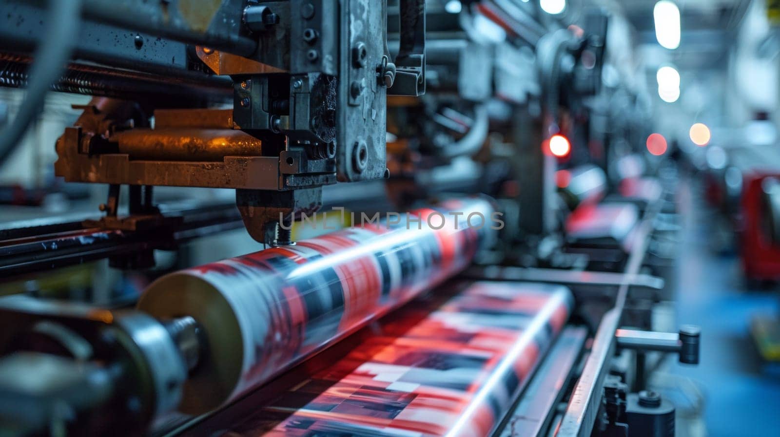 A machine that is making a roll of paper on the line