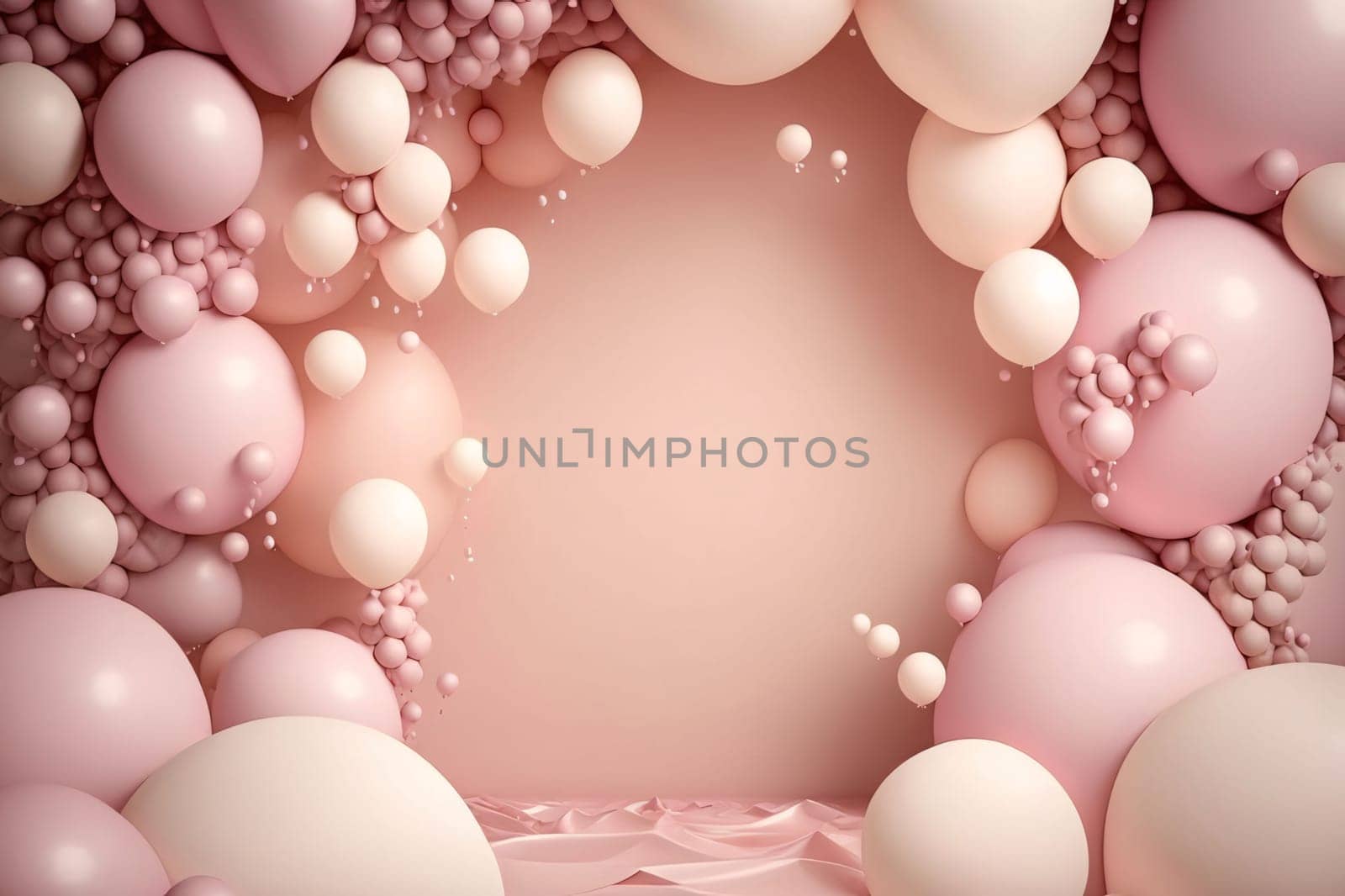 3d render of abstract background with pastel pink and white balloons by ThemesS
