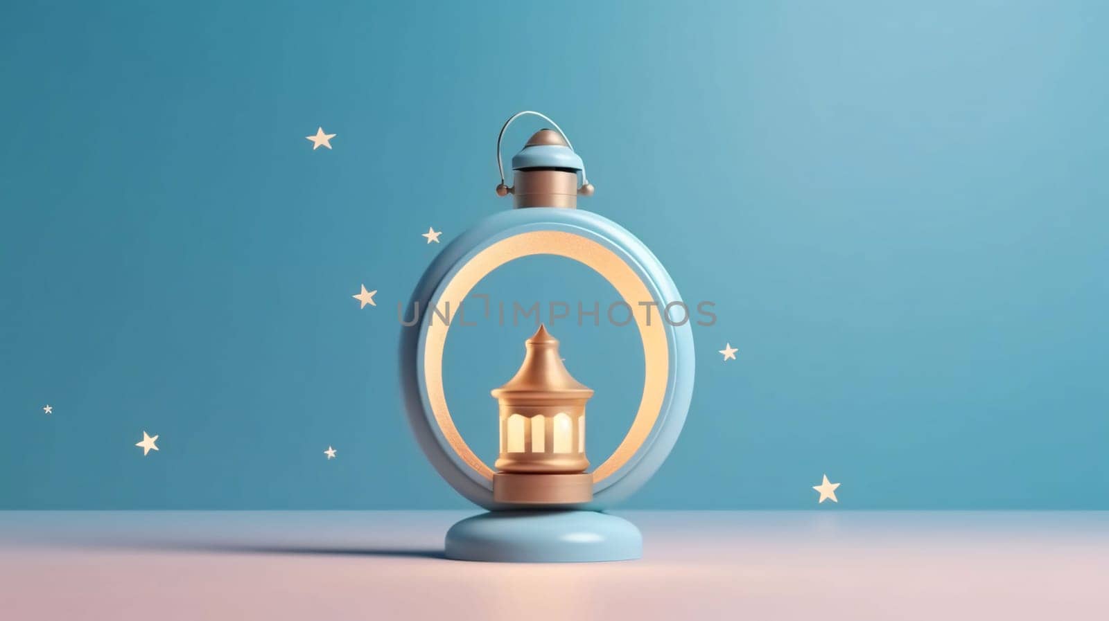 Ramadan Kareem background with lantern and stars. 3d rendering by ThemesS