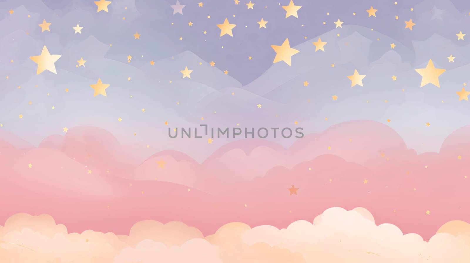 Sky background with clouds and stars. Pastel colors. Vector illustration. by ThemesS