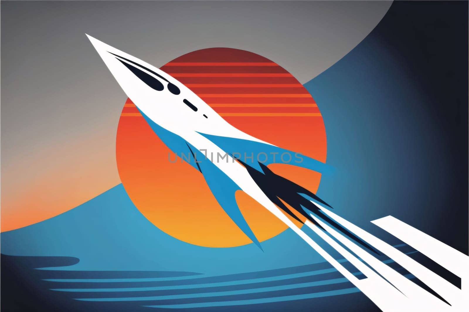 Banner: Rocket launch into the sky. Vector Illustration. Eps 10.