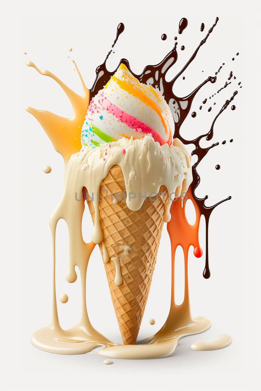 Ice cream cone isolate on white background. Generative AI,