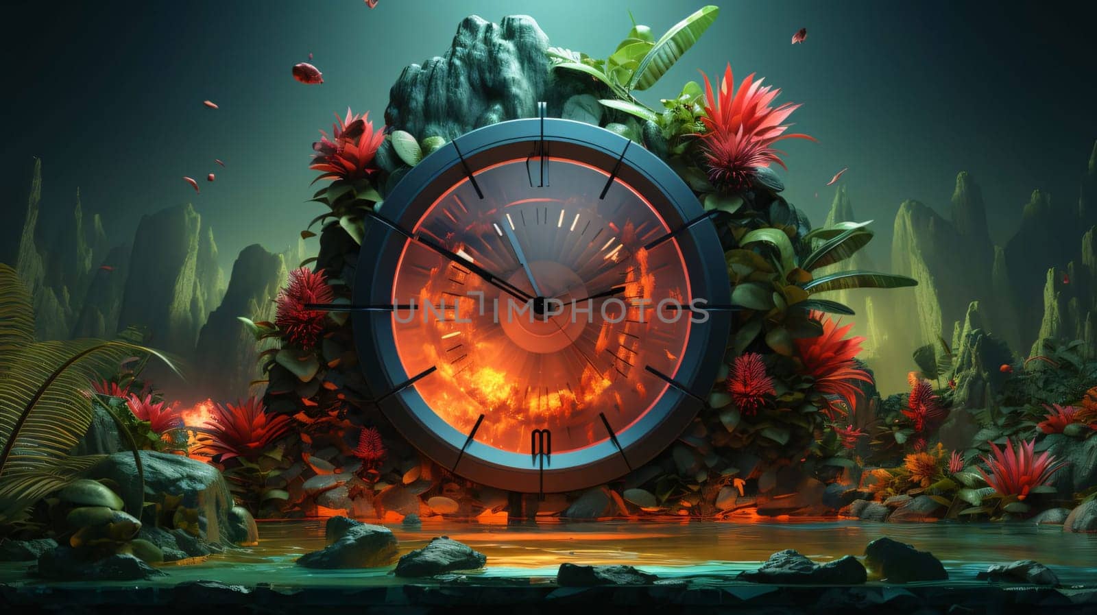 Time is money. Clock in the aquarium. 3D rendering. by ThemesS