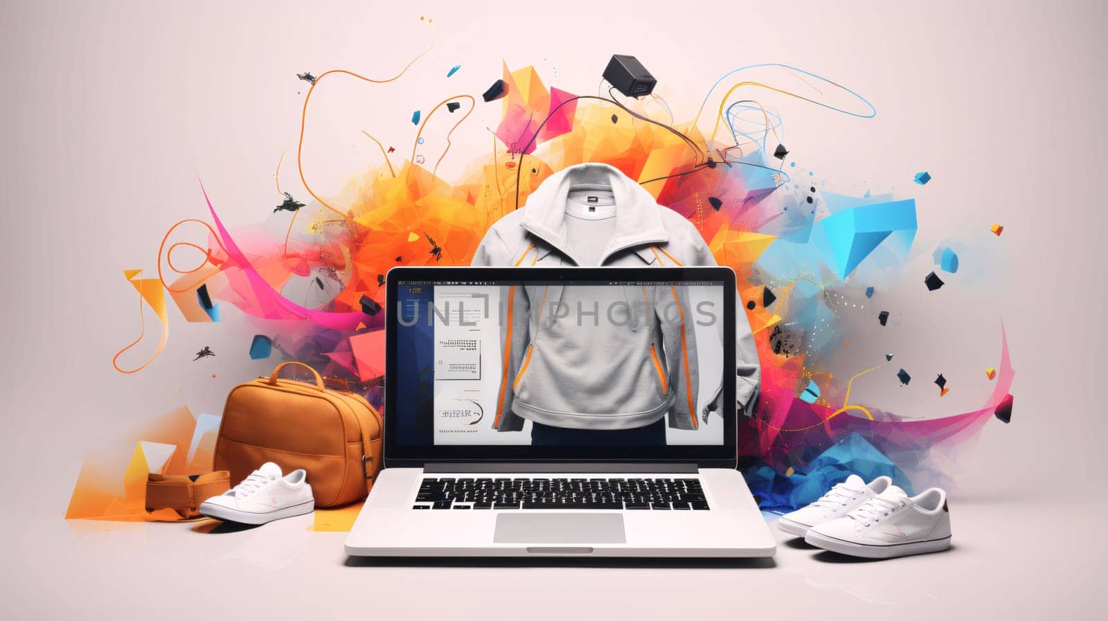 Banner: A hooded man with a hoodie standing in front of a laptop with a lot of colorful doodles