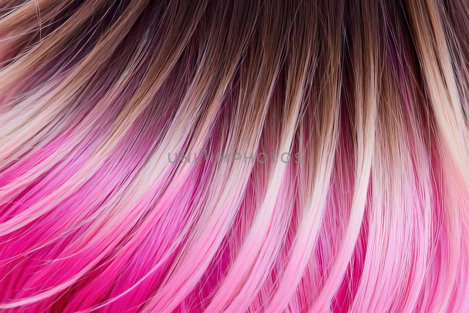 The picture portrays the luxurious beauty of pink hair in an ombre style, creating a visually striking and stylish composition