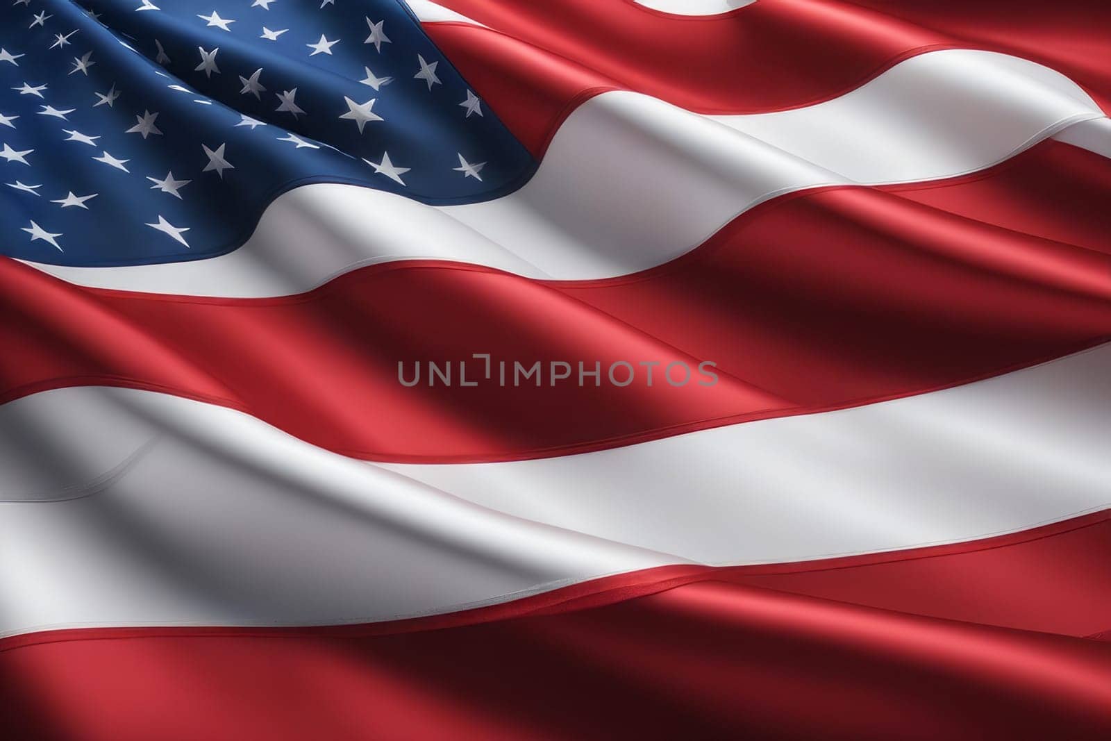 The close-up view of the American flag highlights its symbolic significance and historical importance, evoking a sense of unity and liberty. by Annu1tochka