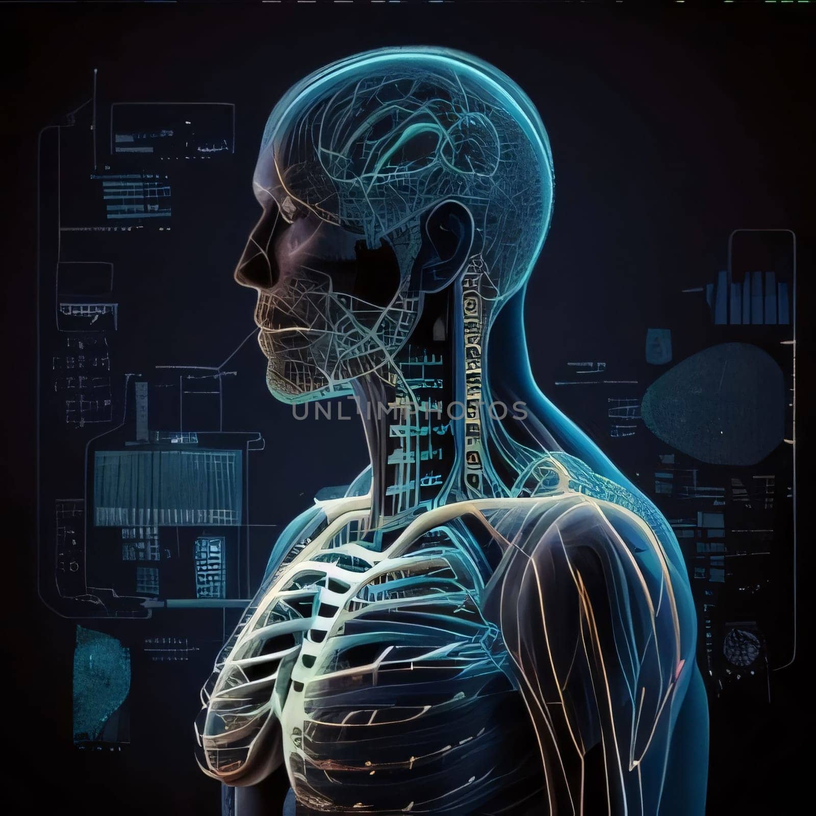 Hospital and doctors help: 3d rendered medically accurate illustration of the male nervous system and skeleton