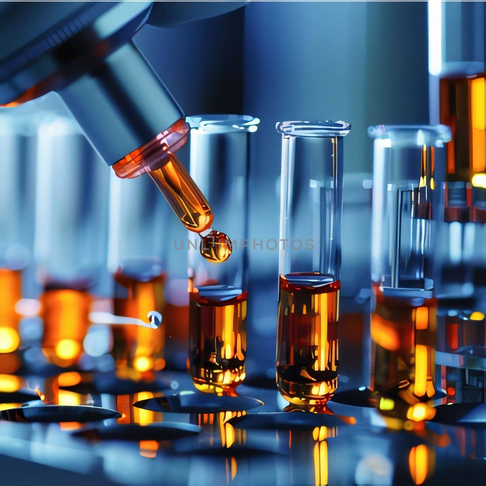 Hospital and doctors help: Laboratory glassware containing chemical liquid. Laboratory research and development concept.
