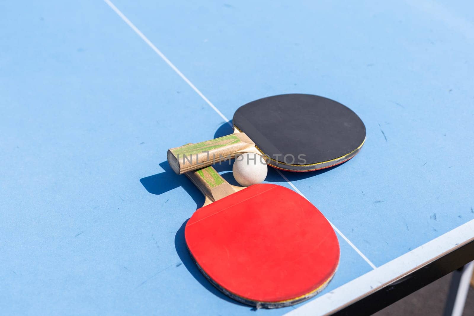 table tennis ball and paddle. High quality photo