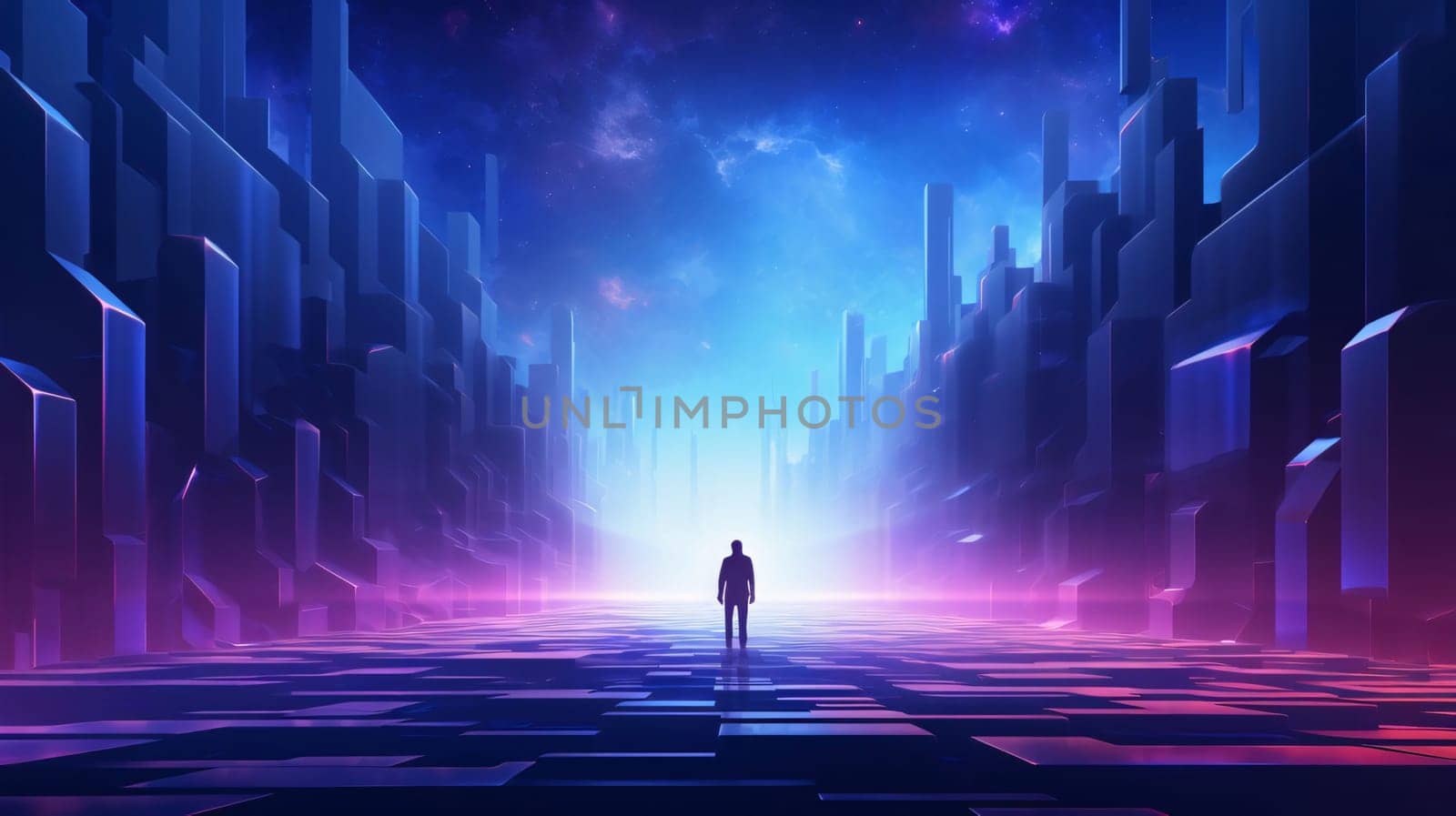 Banner: Silhouette of a man standing in front of a futuristic city