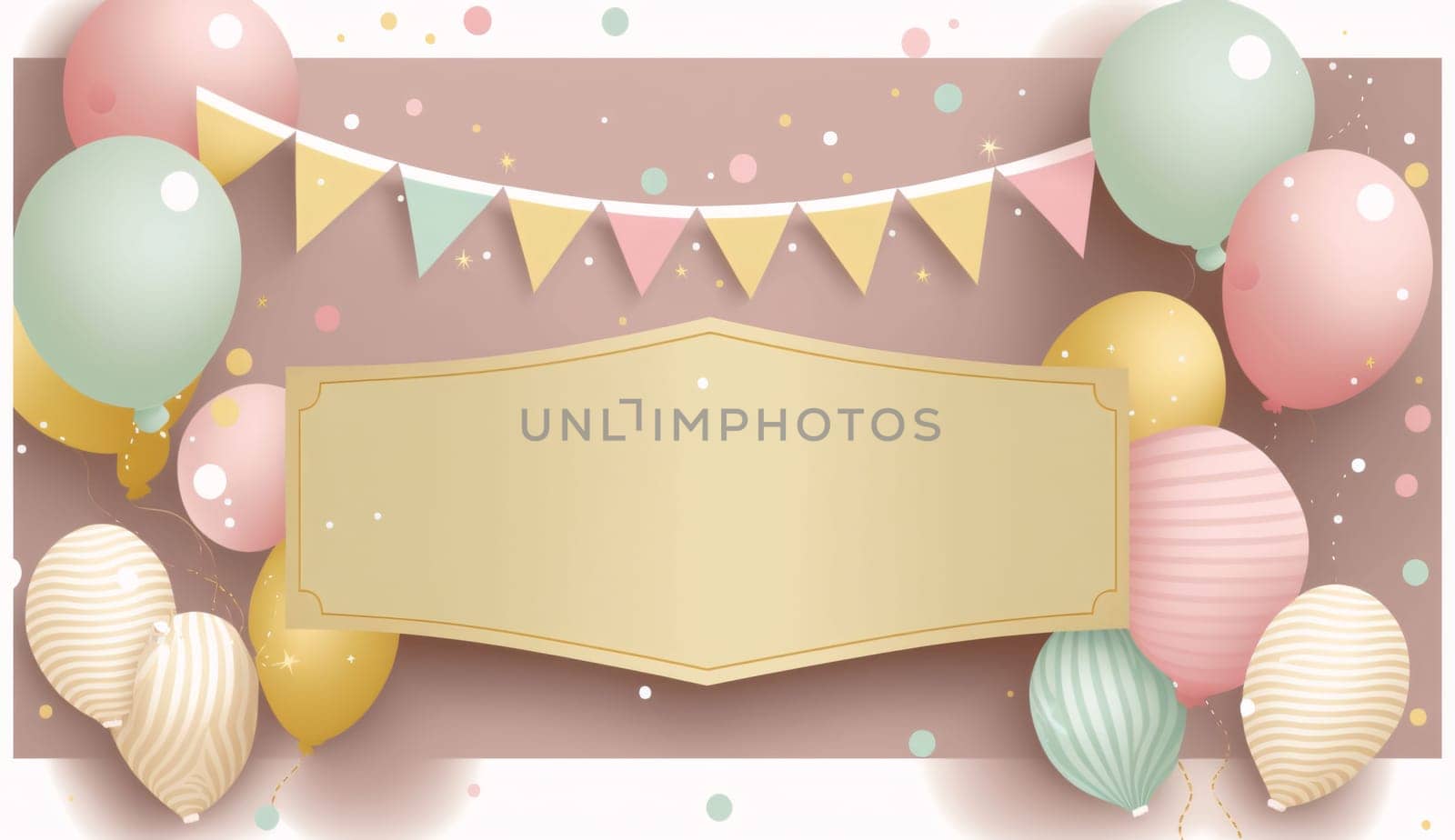 Banner: Easter background with balloons, ribbons and confetti. Vector illustration.