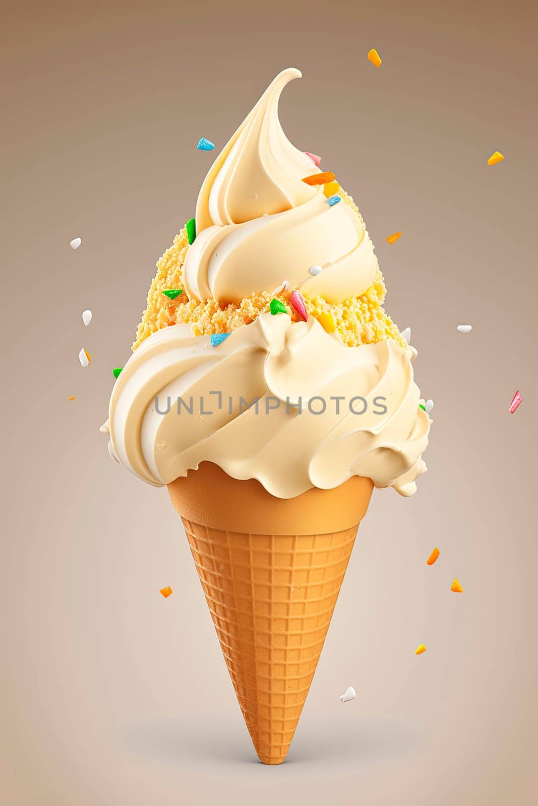 Ice cream cone chocolate. Generative AI,