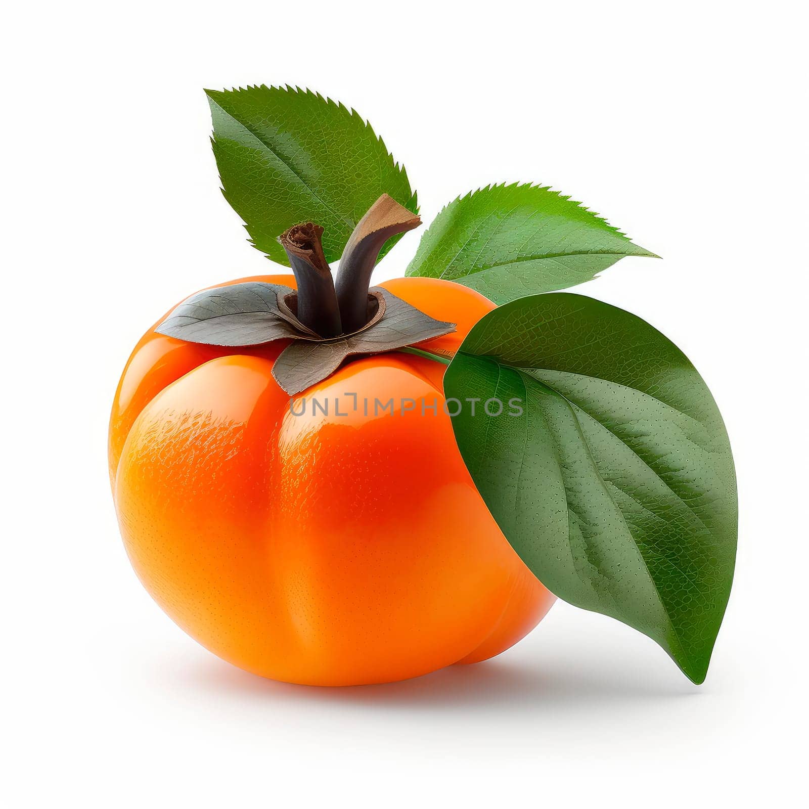 Persimmon fruits on a white background. Generative AI,