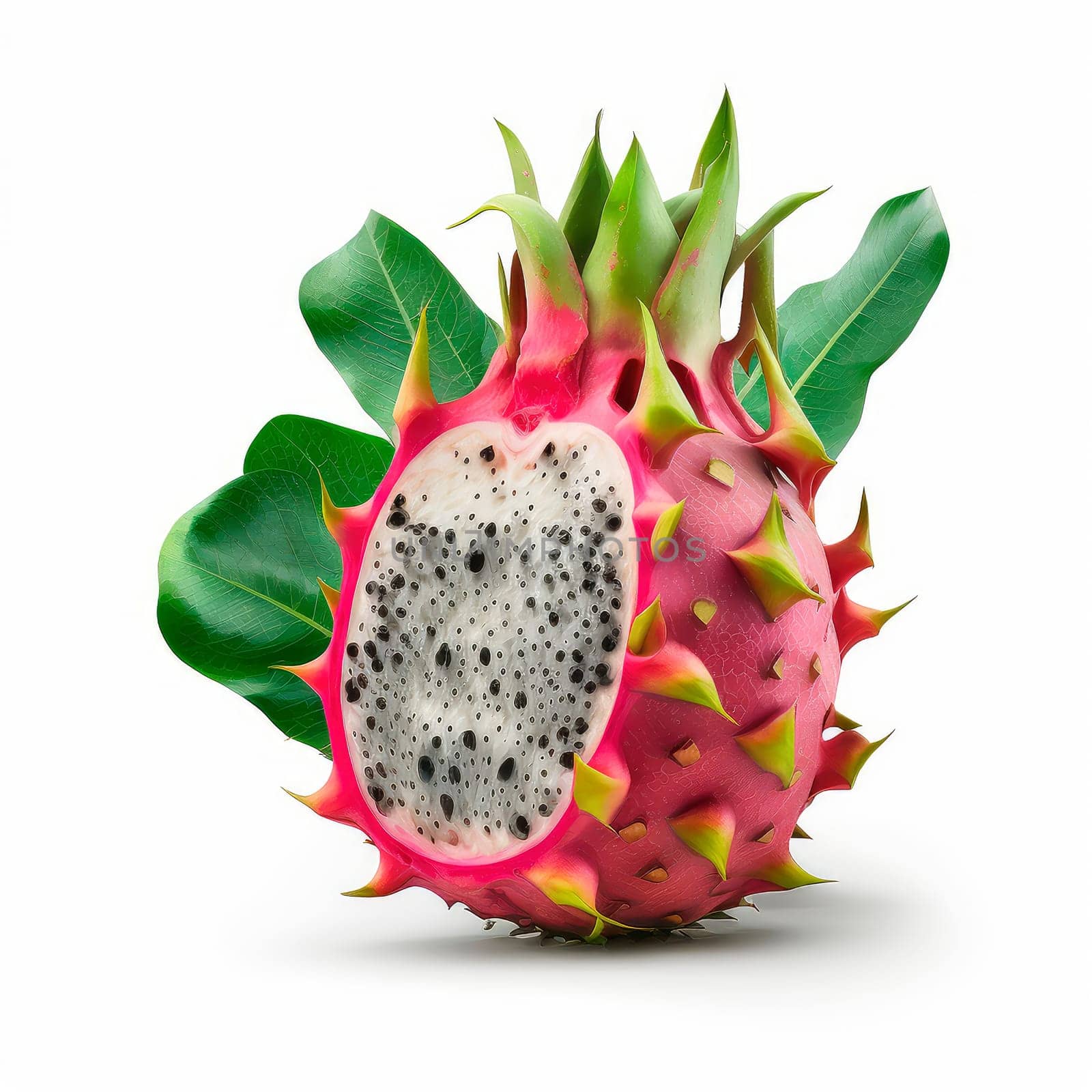 Pitahaya fruit on a white background. Generative AI,