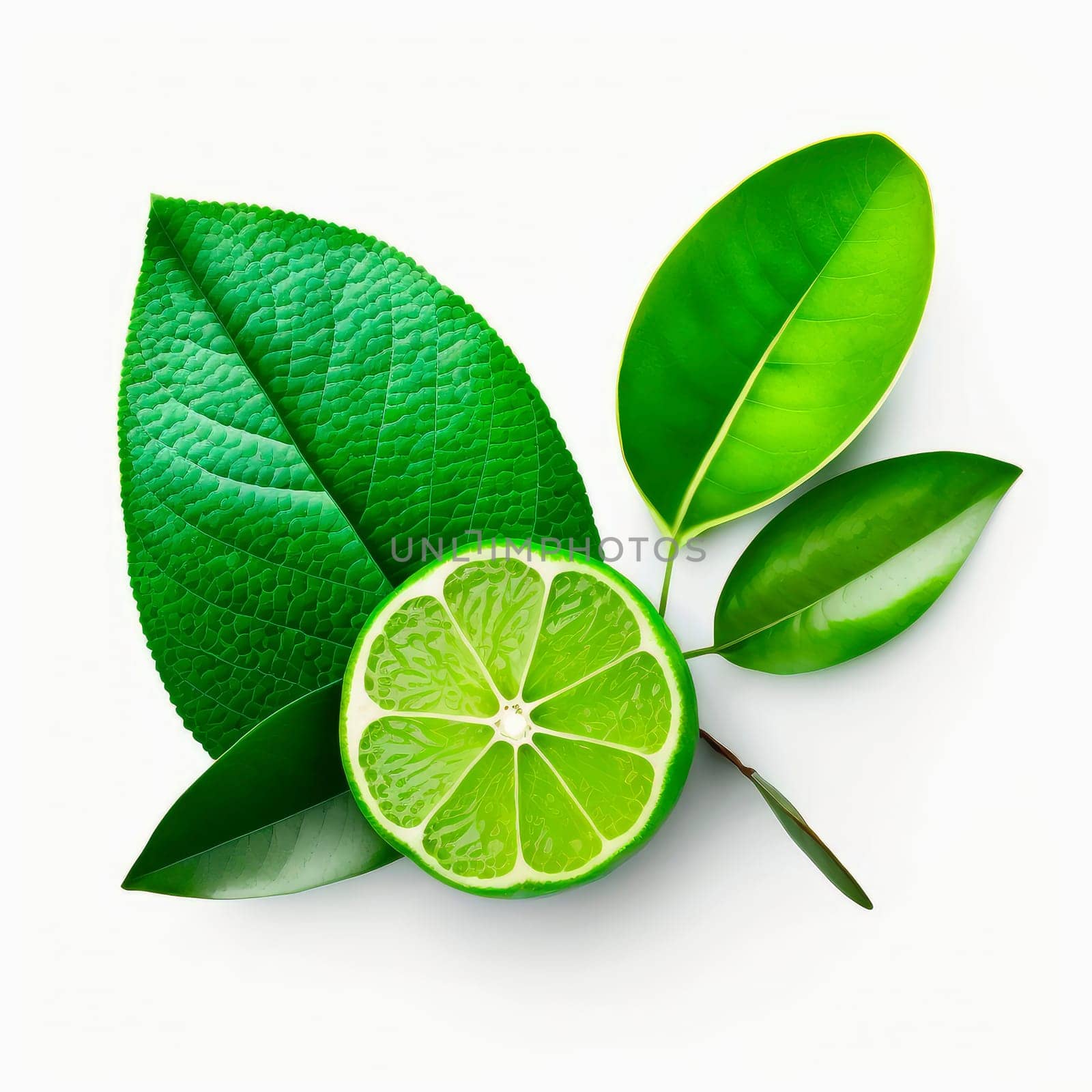 Lime isolate on white background. Generative AI,