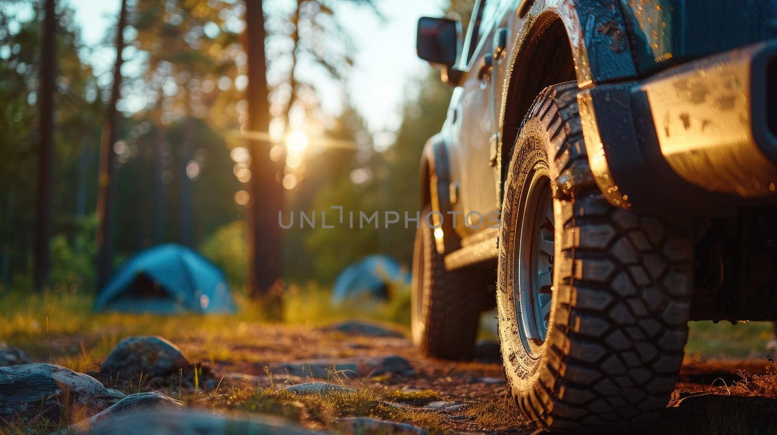 Off road travel on mountain road, Summer travel camping.