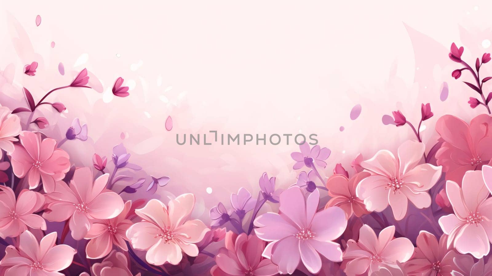 Banner: Cherry blossom spring background with pink flowers. Vector illustration.