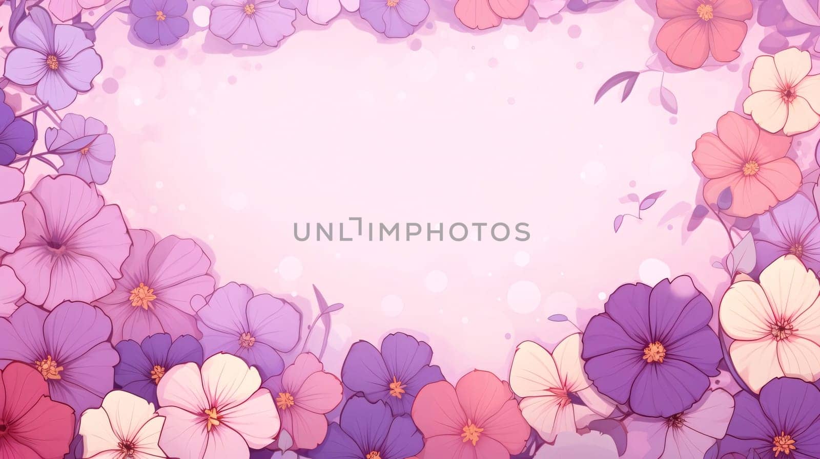 Banner: Flower background with pink and purple hibiscus flowers.