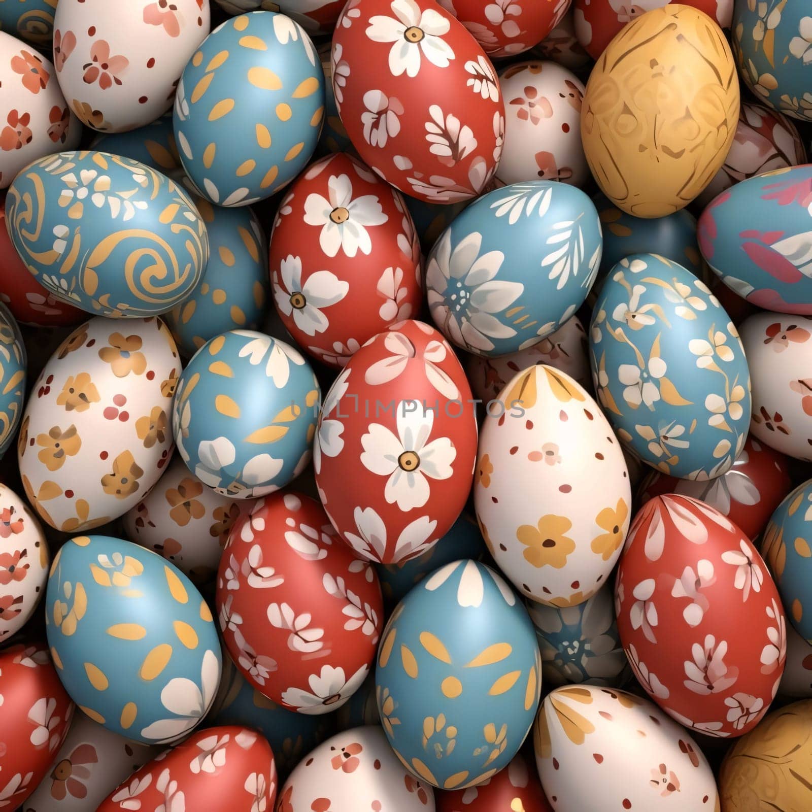Seamless pattern with Easter eggs. 3d render illustration. by ThemesS