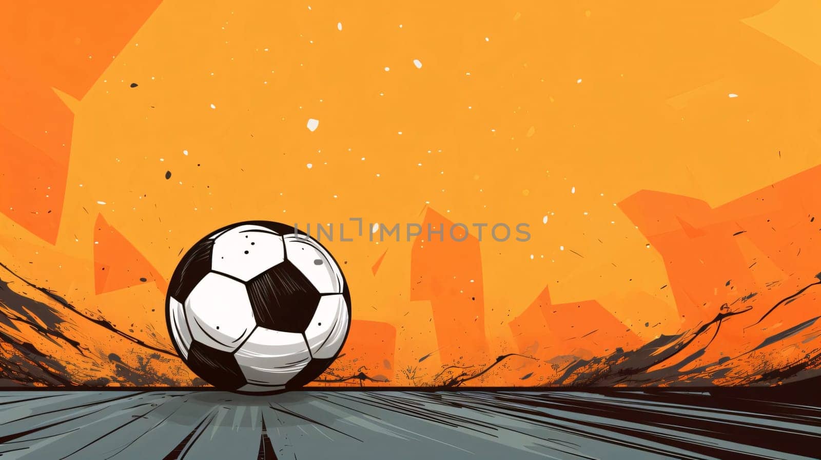 Banner: Soccer ball on the road. Vector illustration. Eps 10.