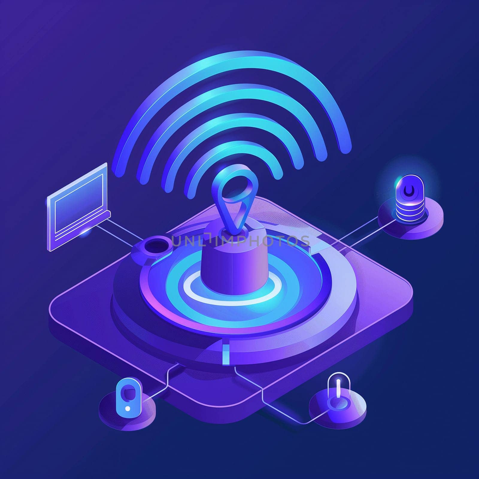 Communication wi-fi and 5g connection 3d elements. 3d Background. High quality illustration