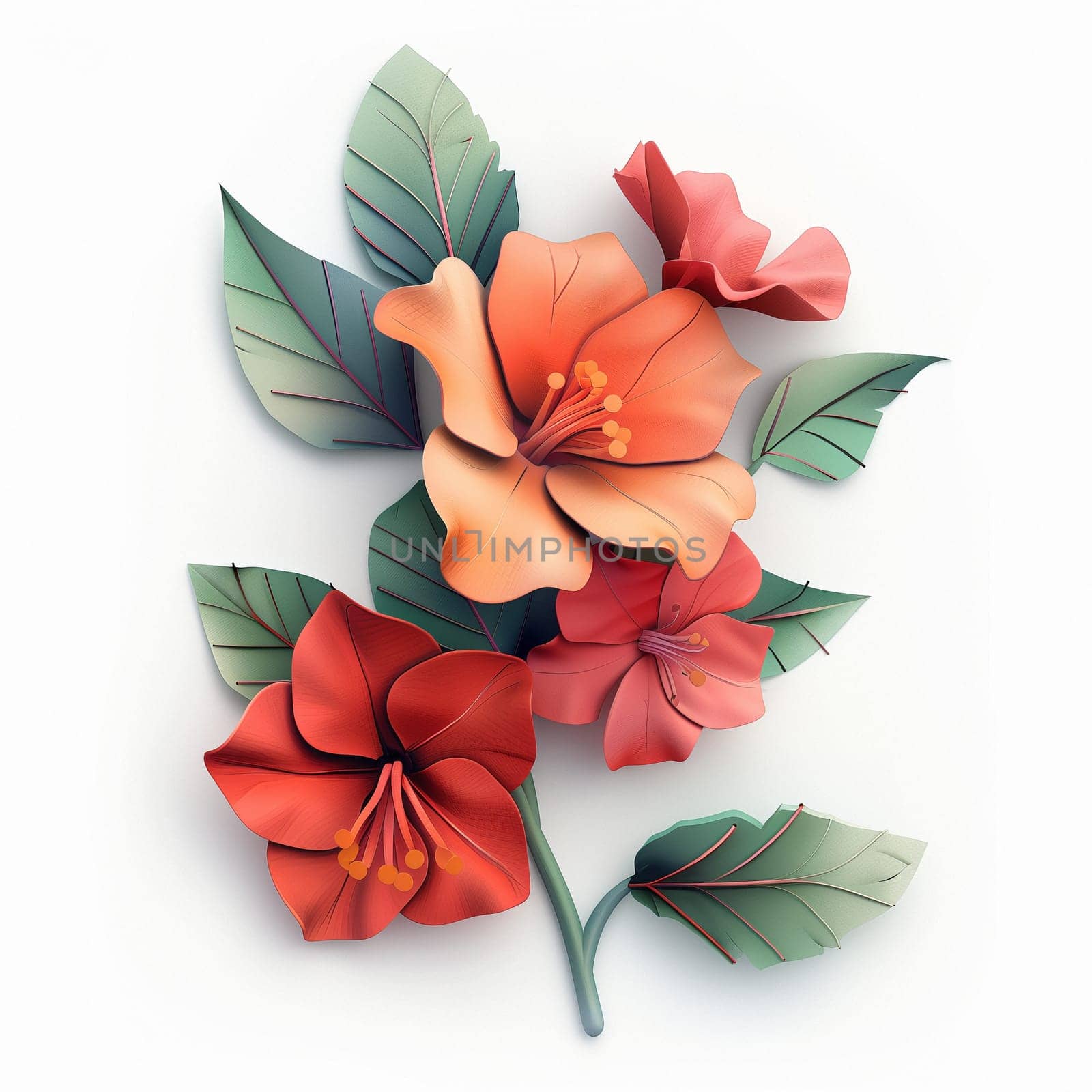 A composition of 3D flowers on an isolated white background by NeuroSky