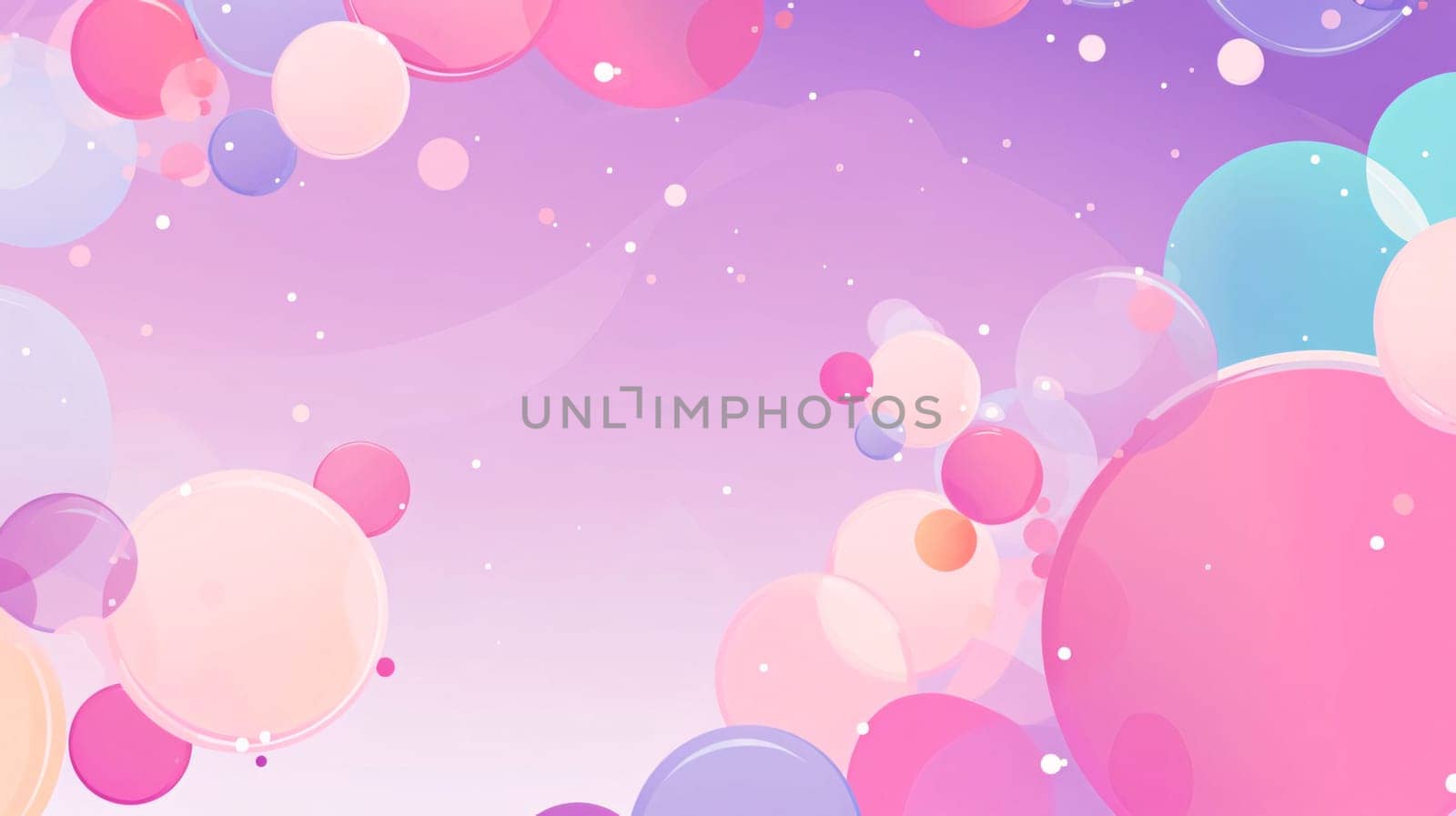 Banner: Abstract background with colorful circles. Vector illustration. Pink and blue colors.