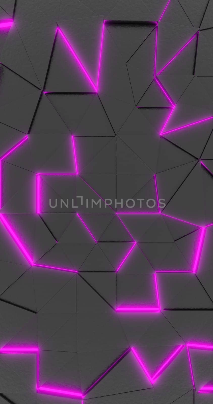 3d rendering. Geometric background with bright pink neon elements. Phone background