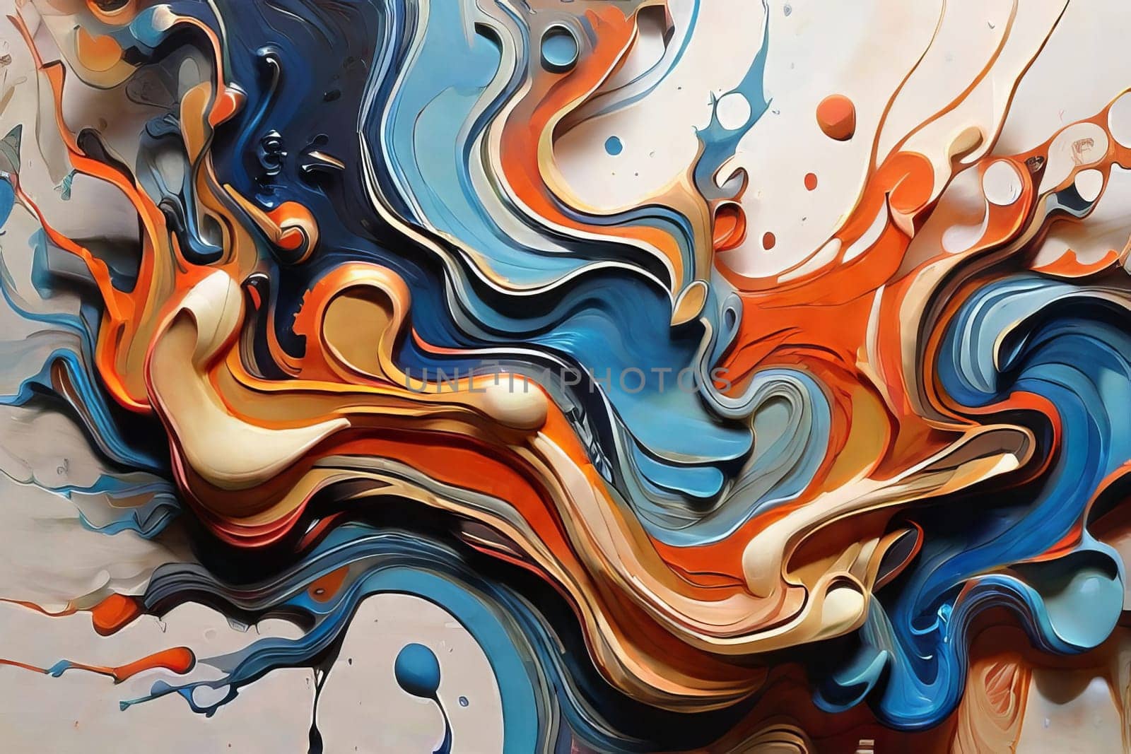 Acrylic illustration in the style of fluid art. An abstract banner