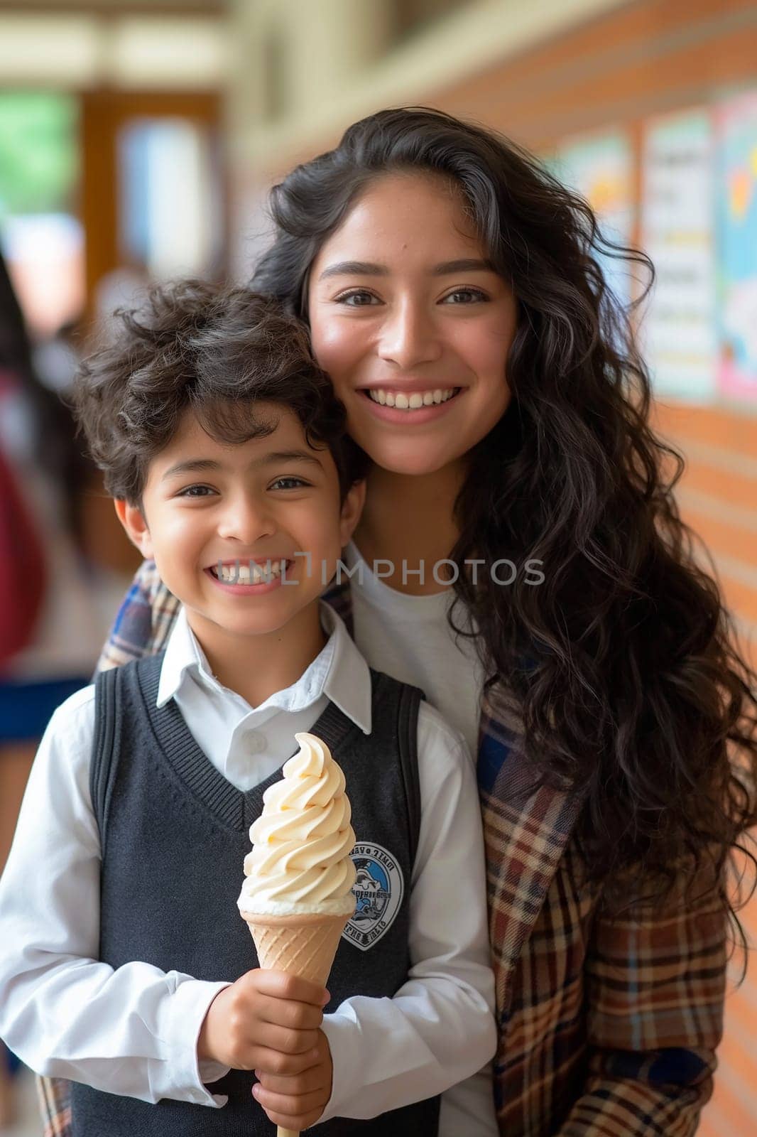 A two children with an ice cream cone