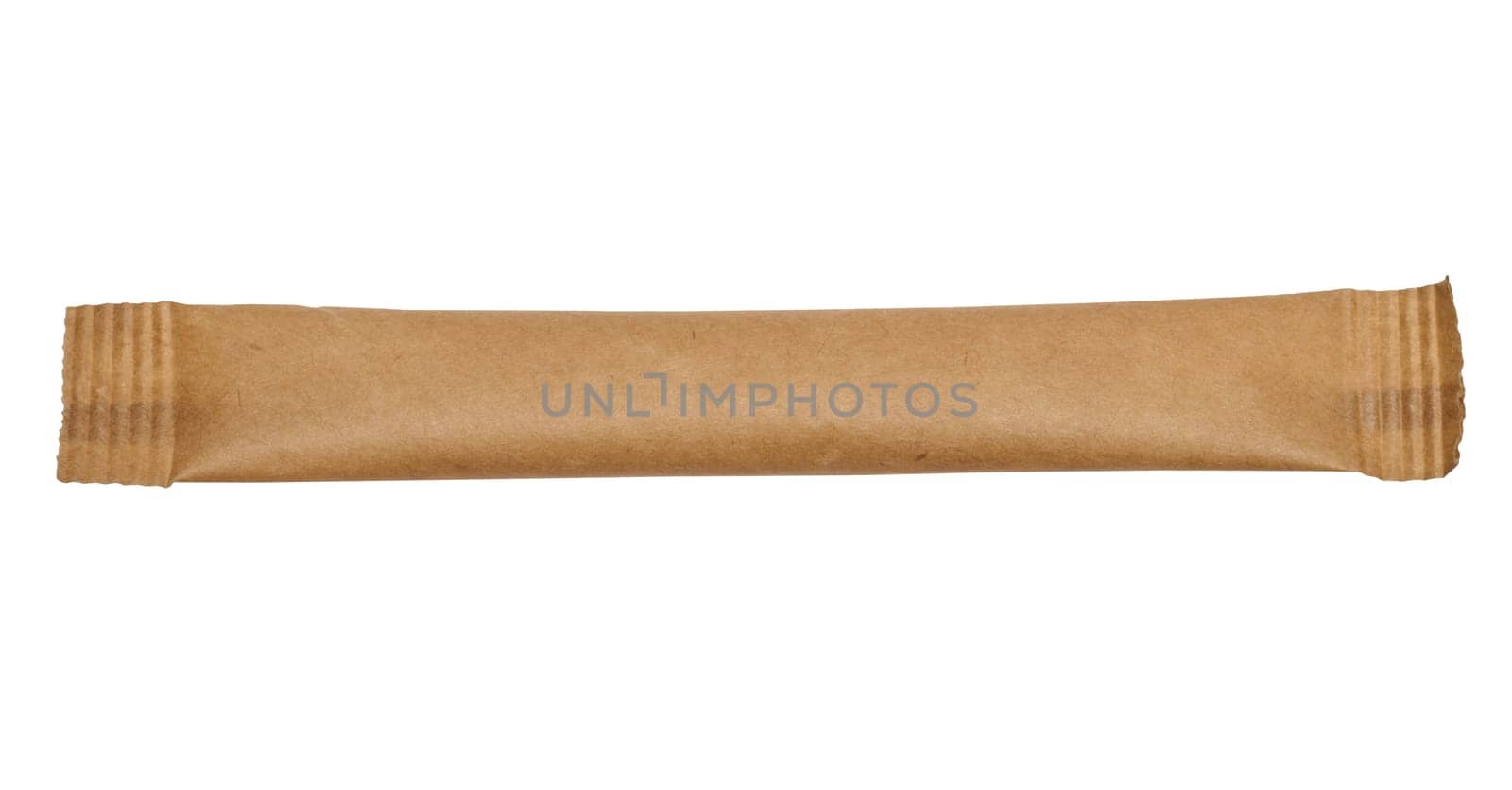 Brown paper sachet for bulk products, bulk medicines on an isolated background, top view