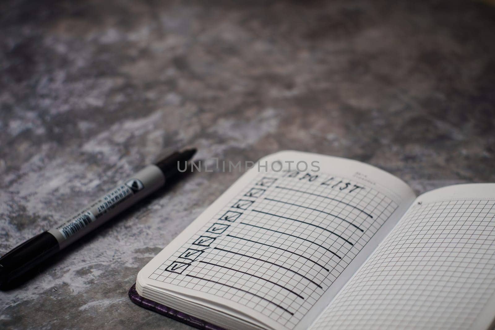 Notepad with a list of cases. High quality photo