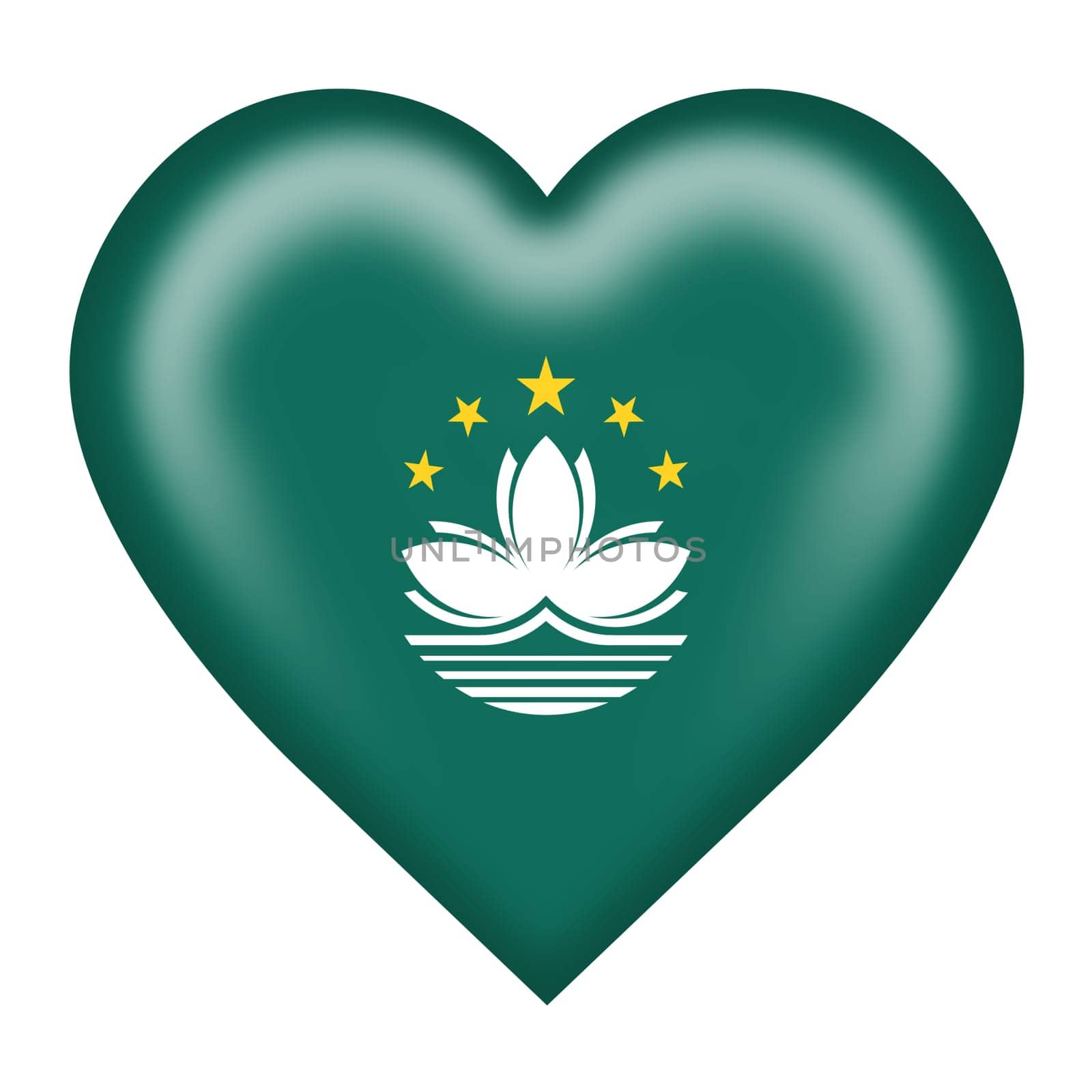 Macao flag heart button with clipping path by VivacityImages