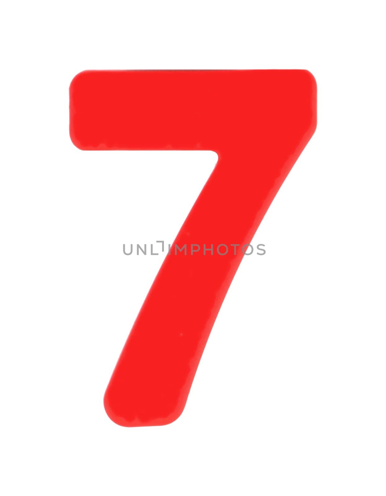 A 7 seven magnetic letter on white with clipping path