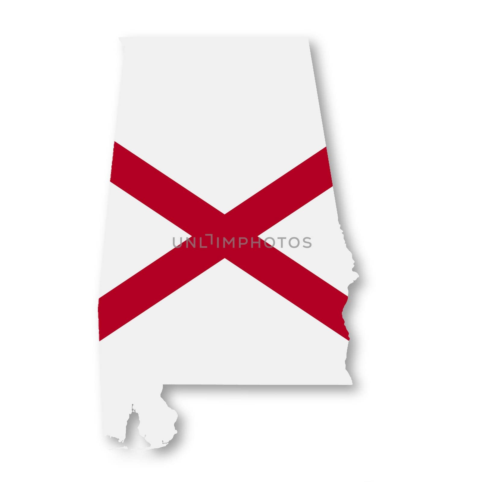 An Alabama State Flag Map Illustration with clipping path