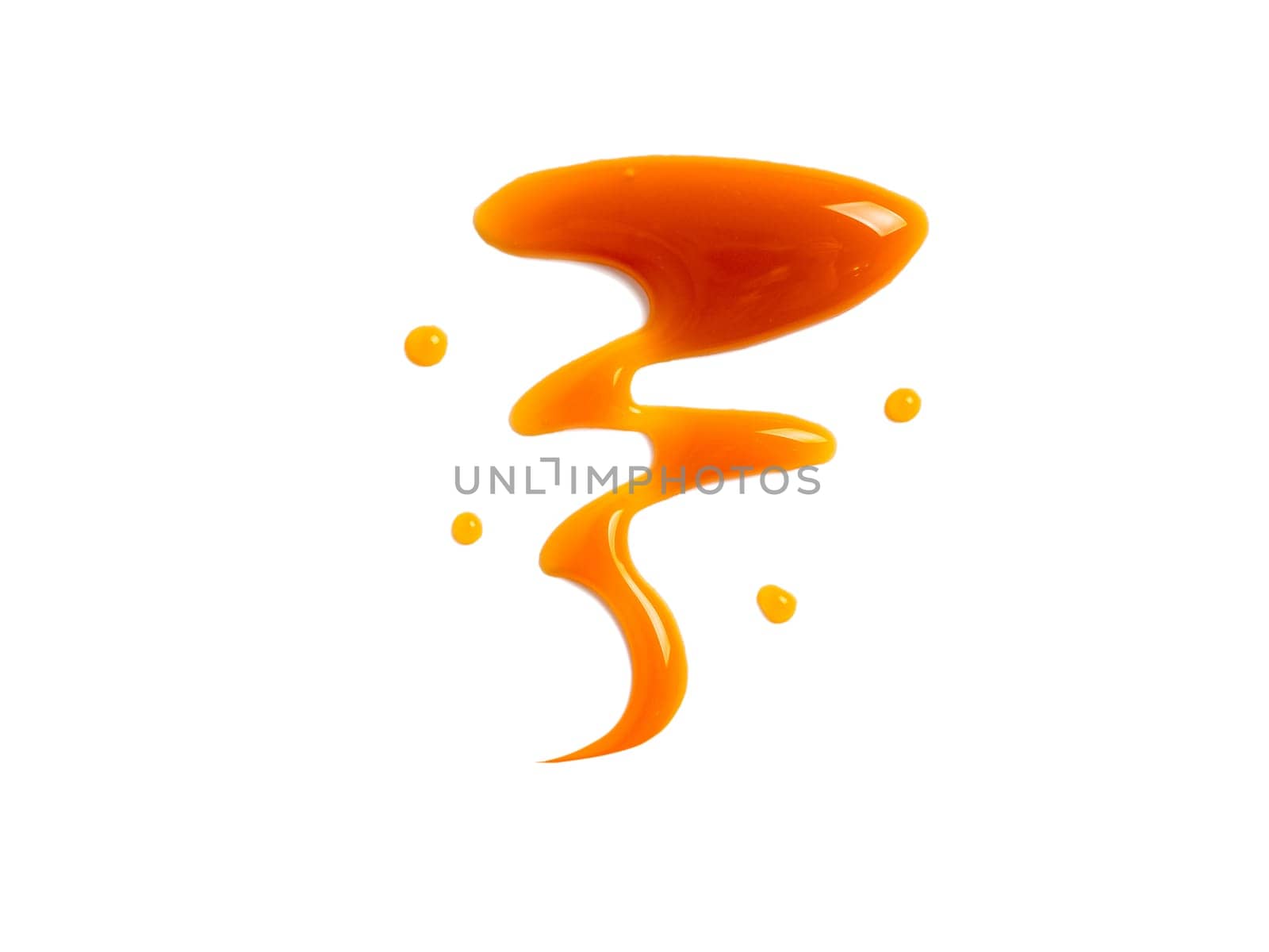 sweet caramel sauce isolated on white background Top view or flat lay. Caramel isolated on white with clipping path.