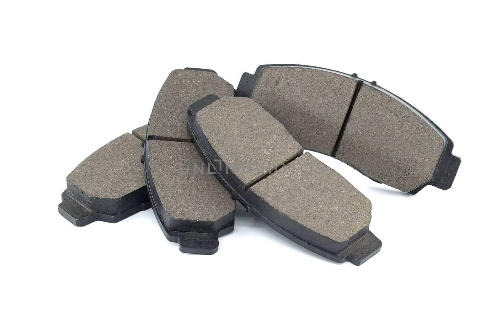 Disc brake pad set isolated on white background, brake parts, replacement parts for vehicle