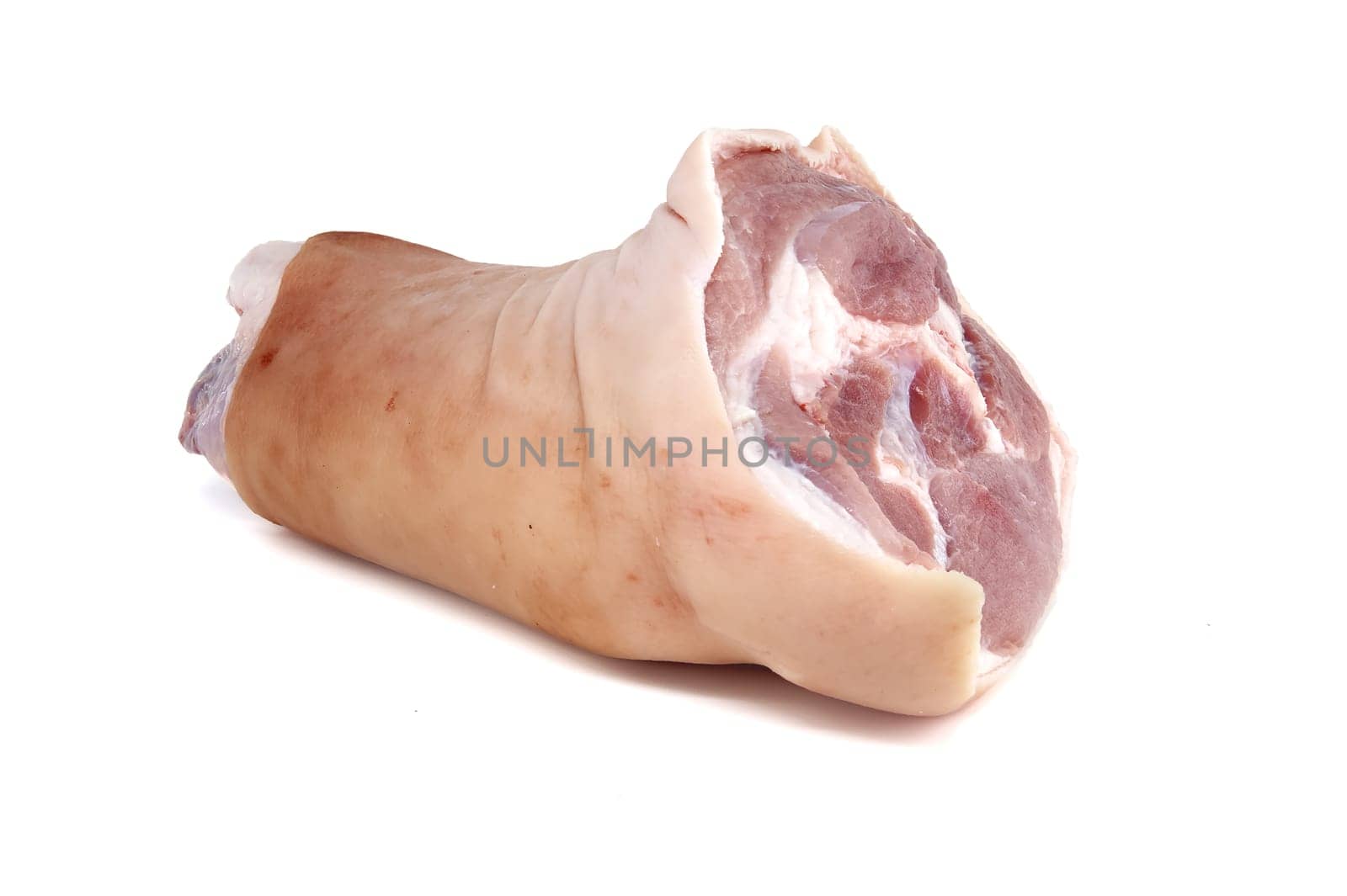 Fresh raw pork shank isolated on white background