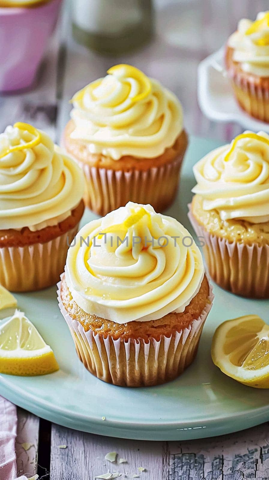 Homemade lemon cupcakes with buttercream frosting, baking recipe by Anneleven