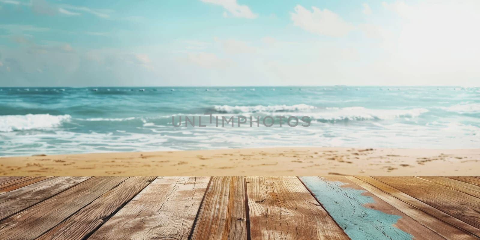 A wooden board with a view of the ocean
